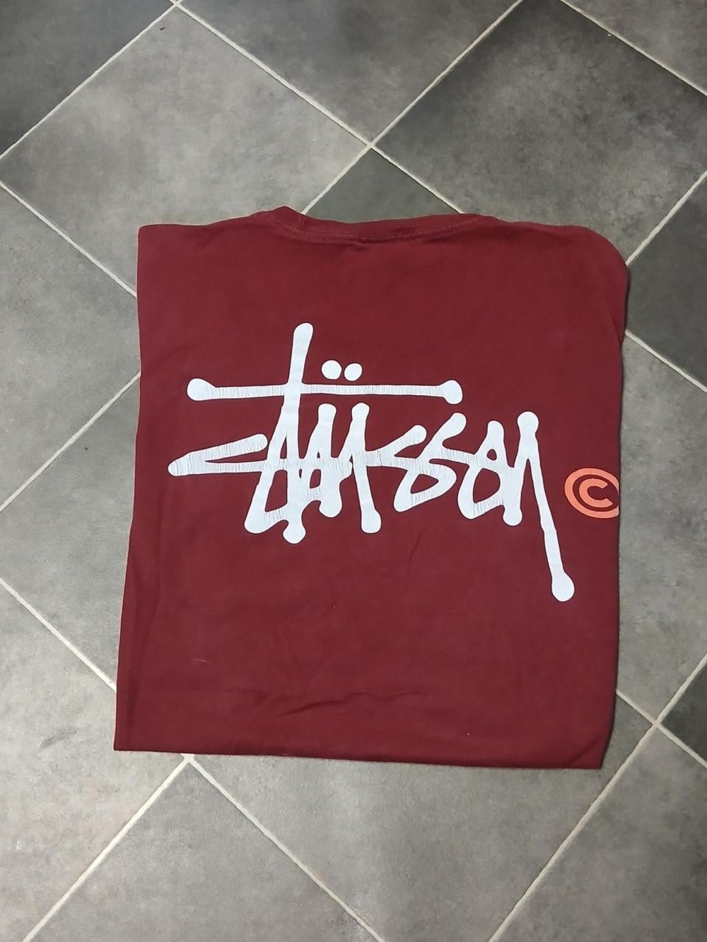 Stussy Medium Maroon Graphic Logo Short Sleeve Tee
